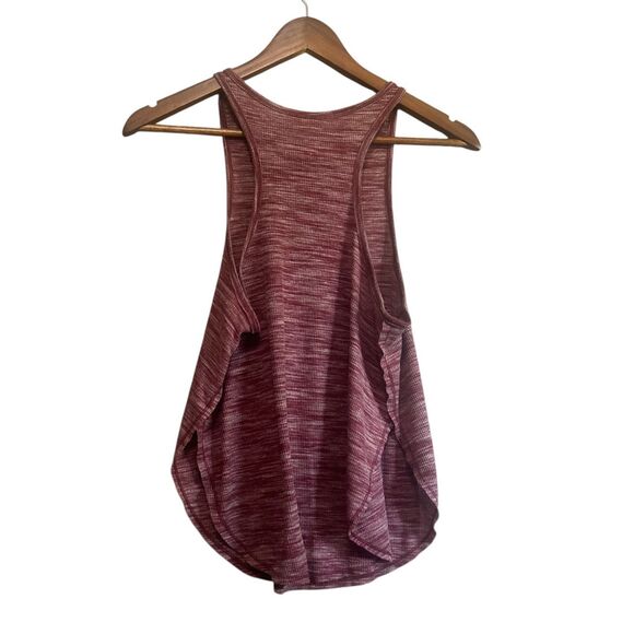 Live Love Dream Tank Top Maroon Heathered Ribbed Racerback Casual - Picture 4 of 4